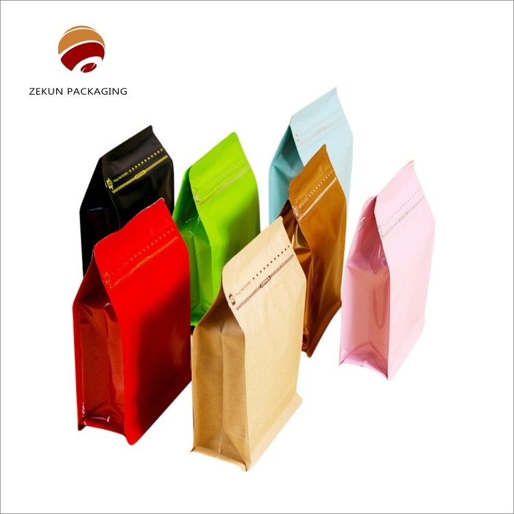 CMYK طباعة الحفرة الوقوف كيس أسفل مسطح ضد الرطوبة نوع السحاب